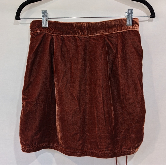 Free People Velvet Mini Skirt Deep Burnt Orange Size 0 XS - Picture 6 of 10
